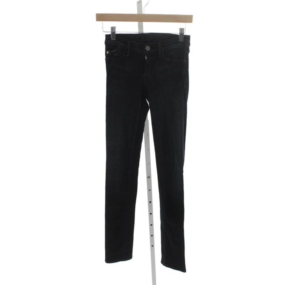 Gold Sign Women Skinny Jeans Black Rayon High Rise Button Inseam 28 Size 24
